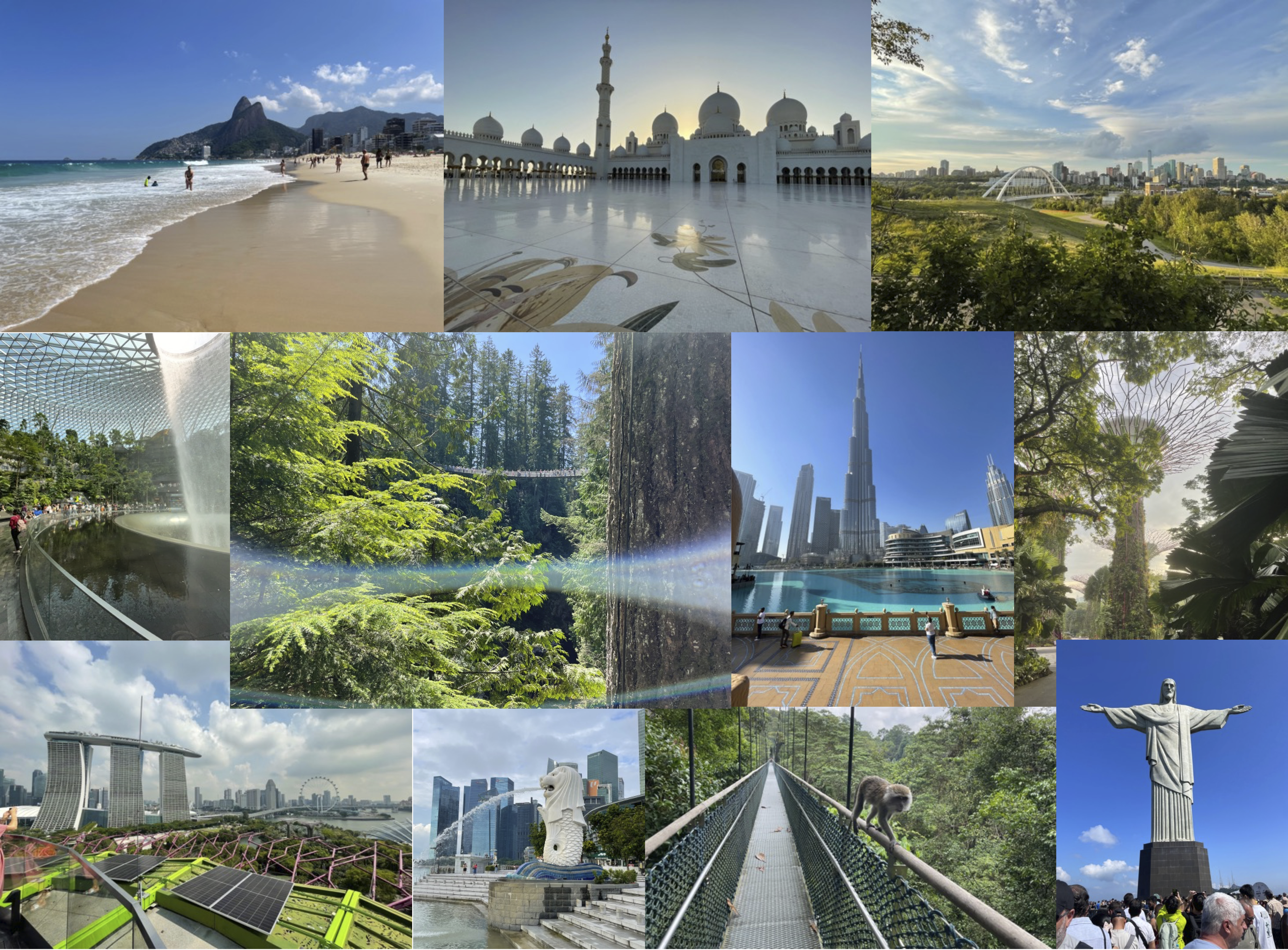 A compilation of my favorite pictures from Singapore, Edmonton, Rio de Janeiro, Vancouver, and the UAE
