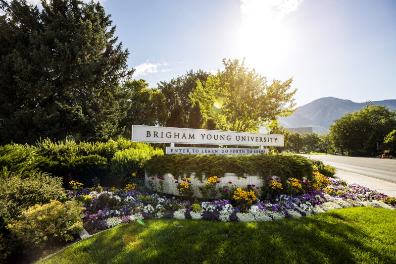 An entrance to Brigham Young University in Provo, Utah
